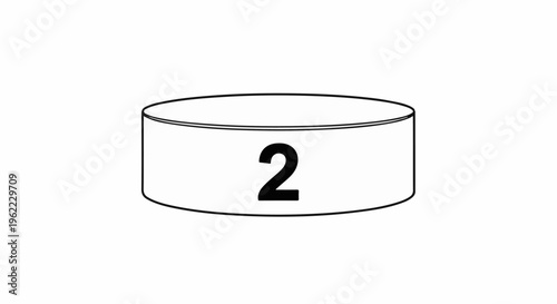 A simple line drawing of a cylindrical object with the number two prominently displayed