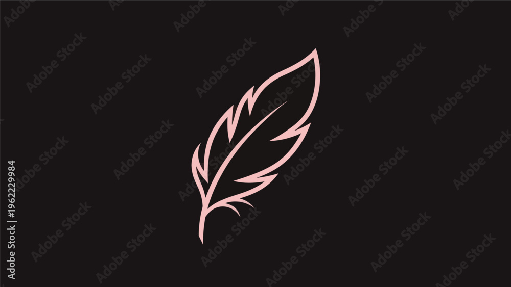 Obraz premium Pink feather illustration on black
