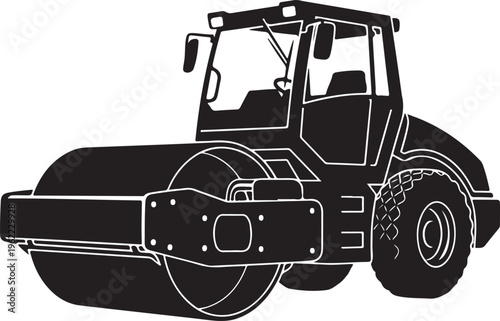 Road roller, construction vehicle, heavy equipment, industrial machine