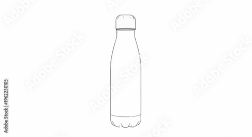 A simple line drawing of a reusable water bottle with a cap