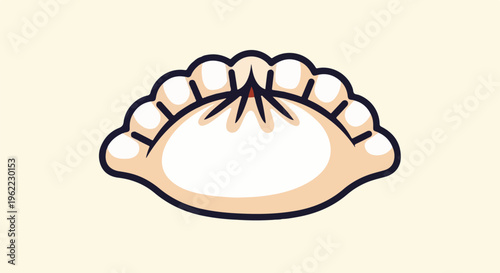 A simple, stylized illustration of a steamed dumpling