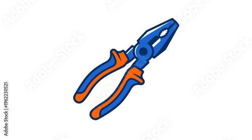 Blue and orange handled pliers tool.