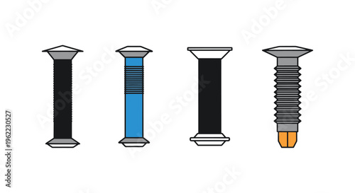 Pop Rivet Line art vector set simple shape abstract