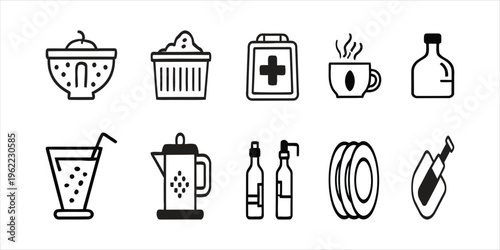 Collection of various food and drink icons