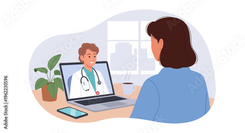 Online Doctor Consultation: Telehealth Visit via Laptop for Remote Medical Care