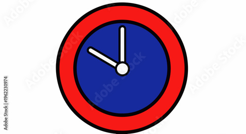 Free Download A simple graphic of a clock with a red border and blue face - GFXLoad