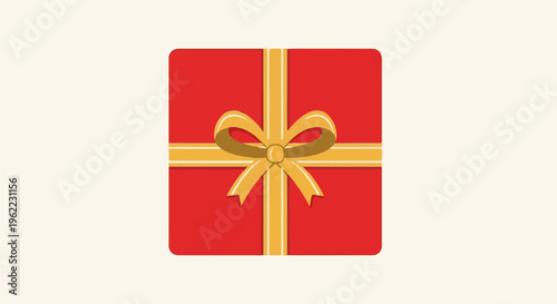 A red gift box with a golden ribbon and bow