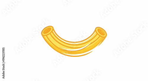 A single curved yellow pasta elbow shape is shown against a white background