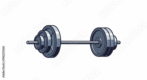 A pixelated illustration of a barbell with multiple weights on each end
