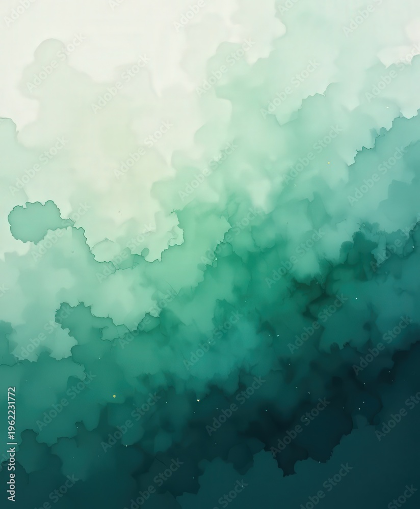 Obraz premium Abstract watercolor gradient with soft green hues blending seamlessly into calm and serene texture