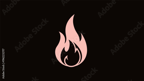 Pink flame icon on black background