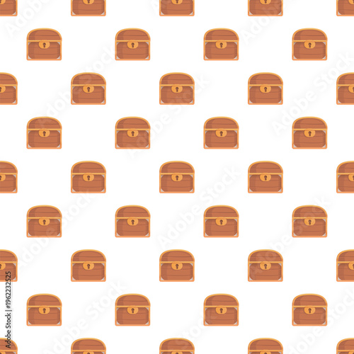 Repeating wooden treasure chest pattern creating a seamless background graphic