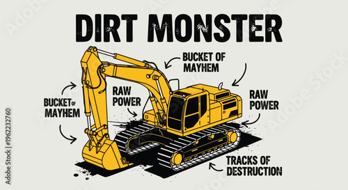 Modern Digger with Dynamic Details, suitable for construction, infrastructure projects, and marketing materials.