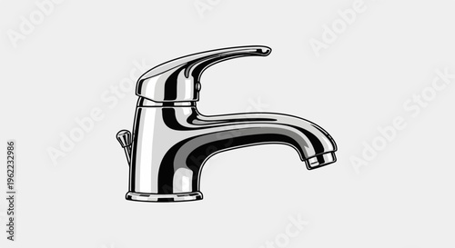 A polished metal single lever faucet with a curved spout and handle