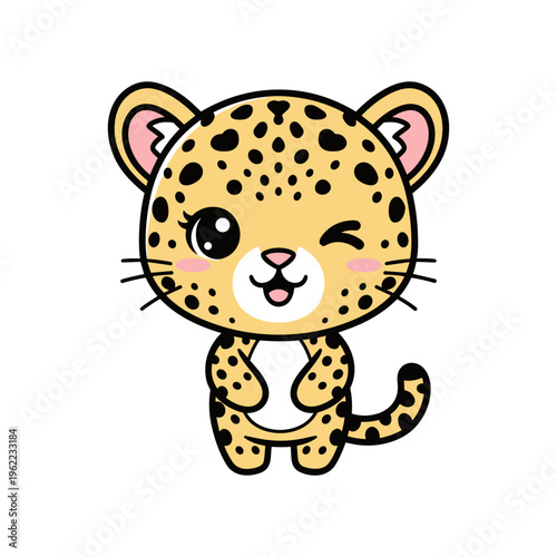 Cute cartoon leopard with winking face