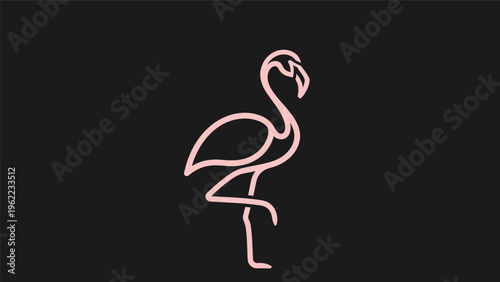 Pink flamingo outline on dark background