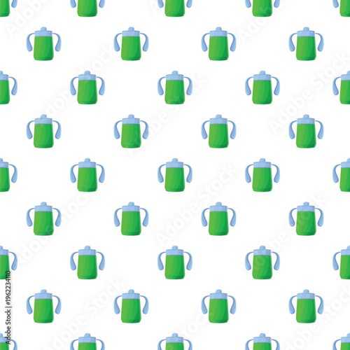 Repeating green sippy cups creating a seamless pattern