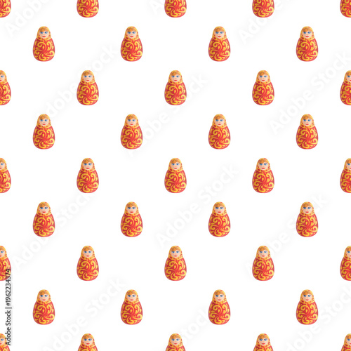 Matryoshka nesting dolls creating a repeating seamless pattern