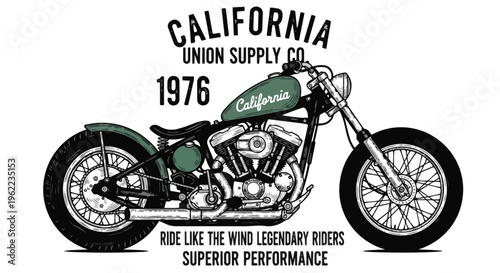 Vintage Motorcycle with Detailed Engraving suitable for branding, advertising, and merchandise design.