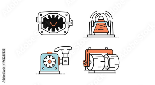 Ore Crusher Line art vector clean abstract