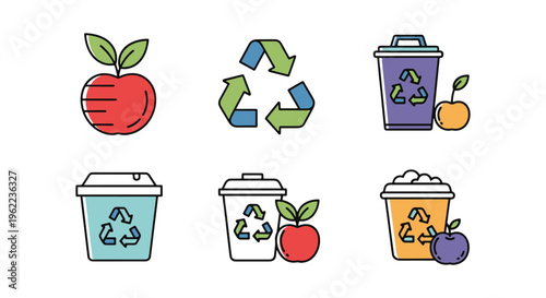 Organic waste recycle Line art creative abstract colorful vector