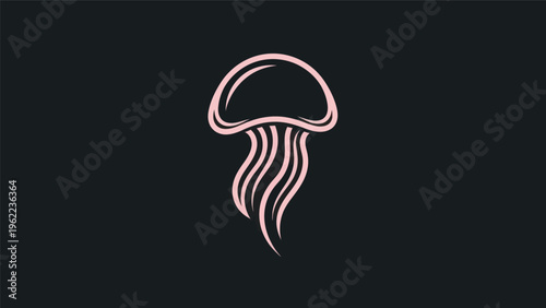 Pink jellyfish silhouette on black background