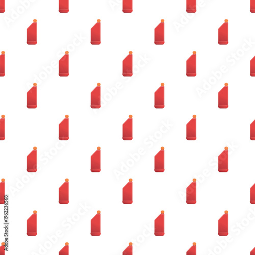 Red plastic bottles with orange caps arranged in a seamless repeating pattern