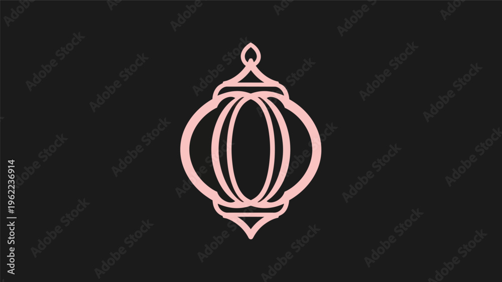 Fototapeta premium Pink lantern illustration on black background
