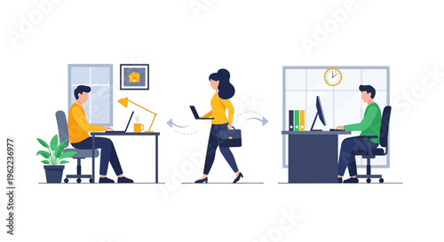 Hybrid Work Model & Flexible Workplaces: Professionals Transitioning Between Home Office and Corporate Environment