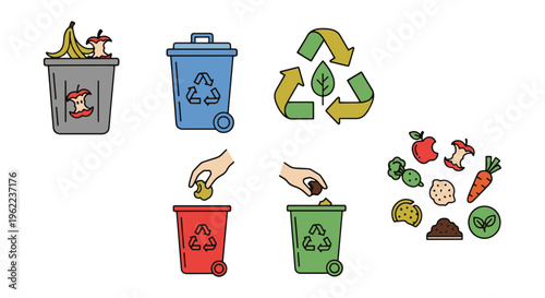 Organic waste recycle Line art clean abstract colorful pattern