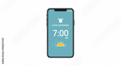 A phone screen displays "GOOD MORNING" with a 700 AM alarm and sunrise icon