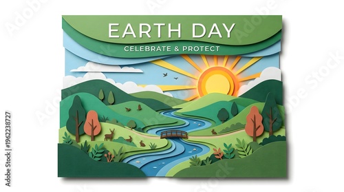 Earth Day Paper Art Landscape - Celebrate & Protect