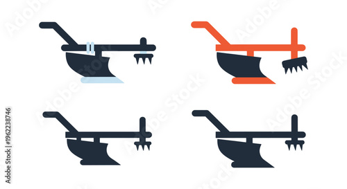 Plough Line art vector set modern creative abstract