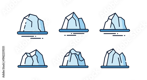 Polar Ice Break Line art abstract modern illustration vector