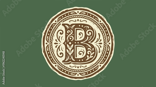 Brown Letter B Emblem Logo.