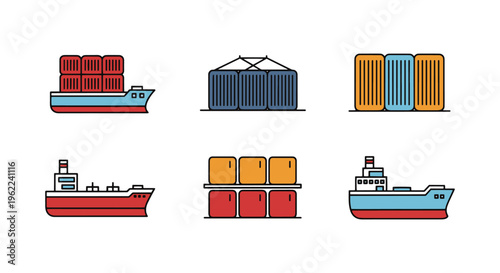 Ship Cargo Icon Line art creative pattern abstract vector