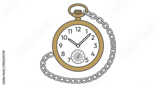 A classic vintage pocket watch with a chain. This timeless vector illustration is perfect for concepts of time, history, deadlines, elegance, and precision.