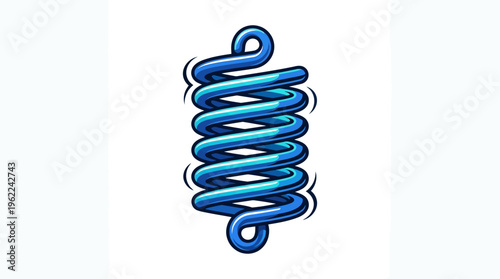 Blue Metal Coil Spring Closeup.