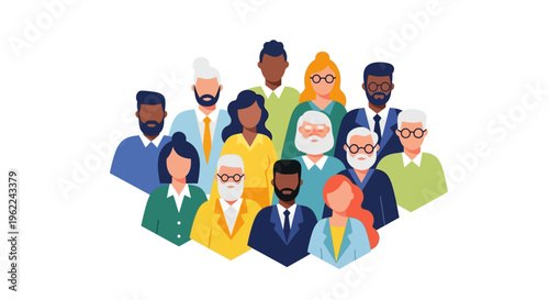 Diverse Group of Multicultural People Flat Illustration: Community, Teamwork, and Inclusion for a Modern Society