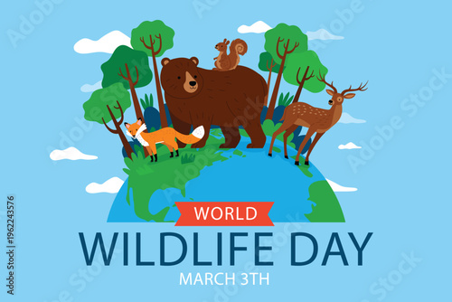 Save animals and nature conservation concept for earth day vector