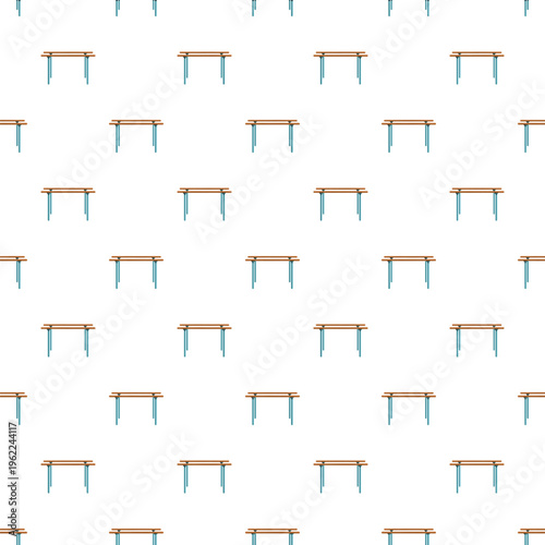 Parallel bars gymnastic equipment repeating in a seamless pattern on white background