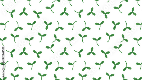 Green seedlings pattern on white background for design and decoration