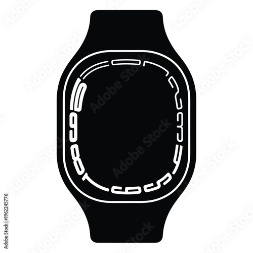 Minimalist digital watch face with a black and white color scheme