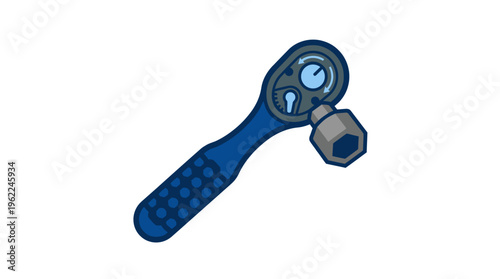 Blue socket wrench with bolt.