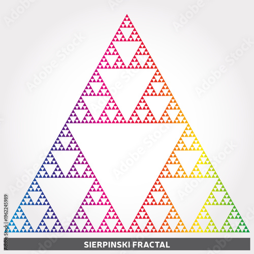 Fractale de Sierpinski Couleur Arc-en-Ciel Mathématiques Education - Illustration Vecteur