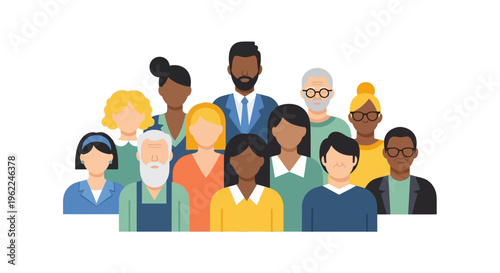 Diverse Group of People Avatars: Inclusive Community, Team, and Generations