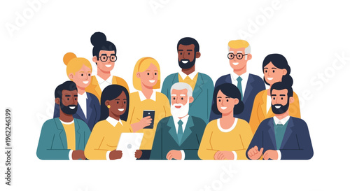 Diverse Business Team Collaboration: Multi-ethnic Professionals Engaging with Digital Devices in a Modern Office Setting