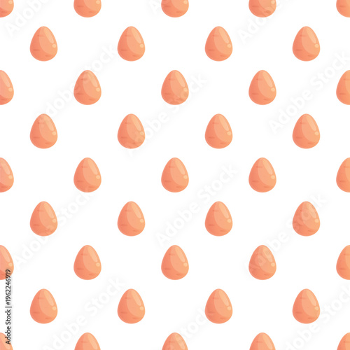 Brown chicken eggs creating a repeating background pattern on white