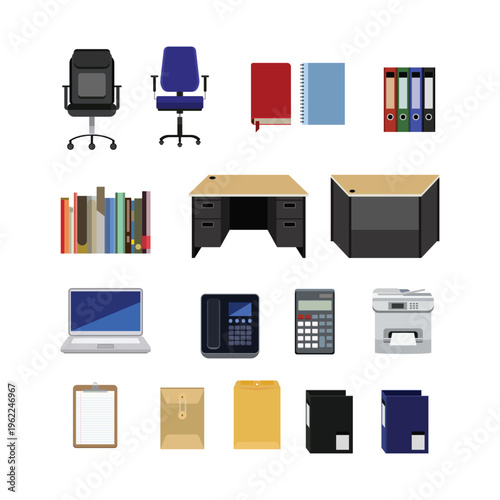 Collection of office stationery