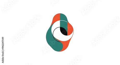 Free Download Abstract modern design featuring layered colorful shapes green, orange, white, and black hues form a unique intertwined form on a clean white background - GFXLoad